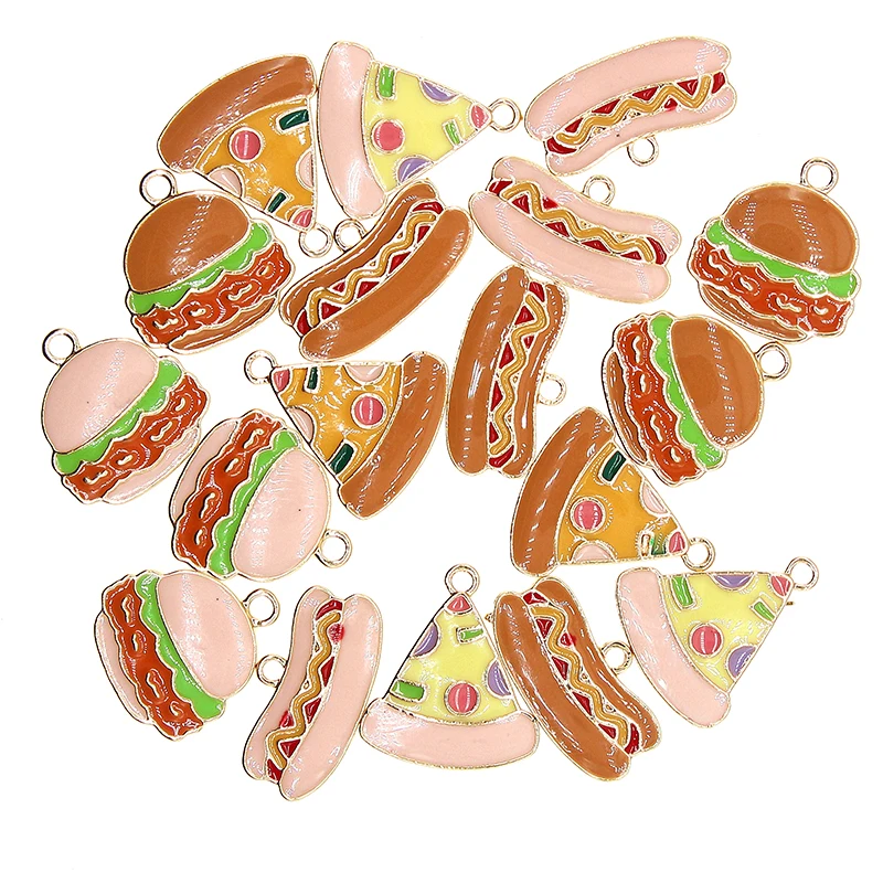 10pcs/pack 20*11mm 17*19mm 16*18mm Cute Food Enamel Hamburger Pizza Hot Dog Charms For Bracelet DIY Fashion Jewelry Findings
10pcs/pack 20*11mm 17*19mm 16*18mm Cute Food Enamel Hamburger Pizza Hot Dog Charms For Bracelet DIY Fashion Jewelry Findings