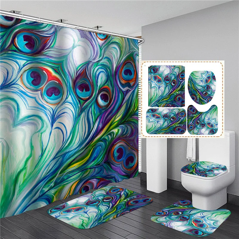 Peacock Shower Curtain 3D Printed Bathroom Set Waterproof Animal Beautiful Bath Screen With Anti-slip Bathing Mats Rugs Flannel
Peacock Shower Curtain 3D Printed Bathroom Set Waterproof Animal Beautiful Bath Screen With Anti-slip Bathing Mats Rugs Flannel