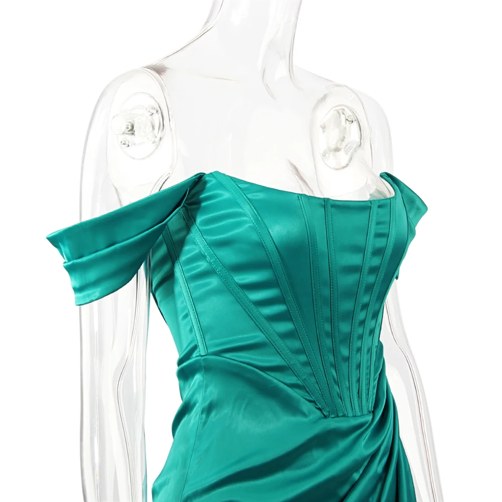 Женское атласное платье с открытыми плечами Nattemaid однотонное облегающее средней