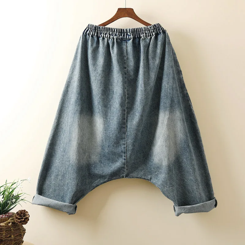 2020 Cotton Denim Harem Pants Women Plus Size Elastic Waist Low Crotch vintage Distressed Hip Hop boyfriend jeans Pants Trousers
2020 Cotton Denim Harem Pants Women Plus Size Elastic Waist Low Crotch vintage Distressed Hip Hop boyfriend jeans Pants Trousers