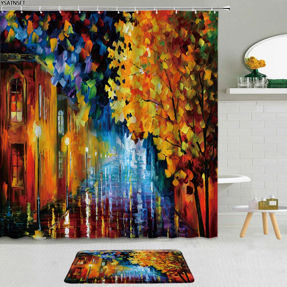 2Pcs Modern City Watercolor Scenery Shower Curtain Street Couple Forest Landscape Bathroom Decor Non-Slip Bath Mat Curtains Set
2Pcs Modern City Watercolor Scenery Shower Curtain Street Couple Forest Landscape Bathroom Decor Non-Slip Bath Mat Curtains Set