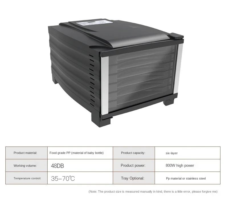 6 layer food dryer household low temperature oven stainless steel fruit dryer dried fruit 220V800W
6 layer food dryer household low temperature oven stainless steel fruit dryer dried fruit 220V800W