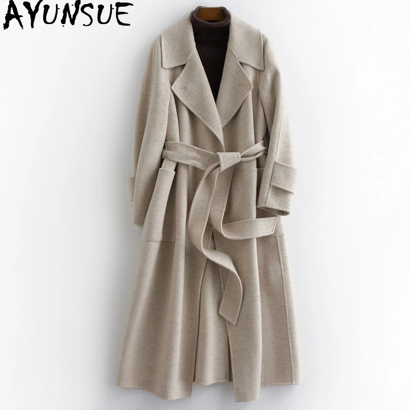AYUNSUE 100% шерстяное пальто женская куртка осенне-зимняя женские двухсторонние