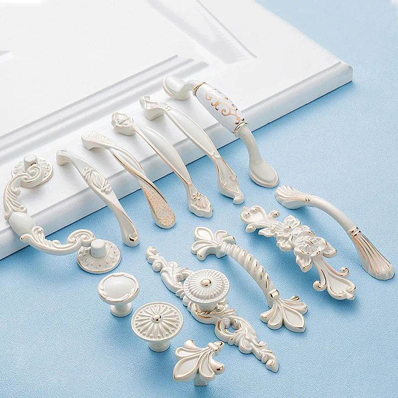 

Zinc Aolly Ivory White Cabinet Handles Kitchen Cupboard Door Pulls Drawer Knobs European Fashion Furniture Handle Hardware