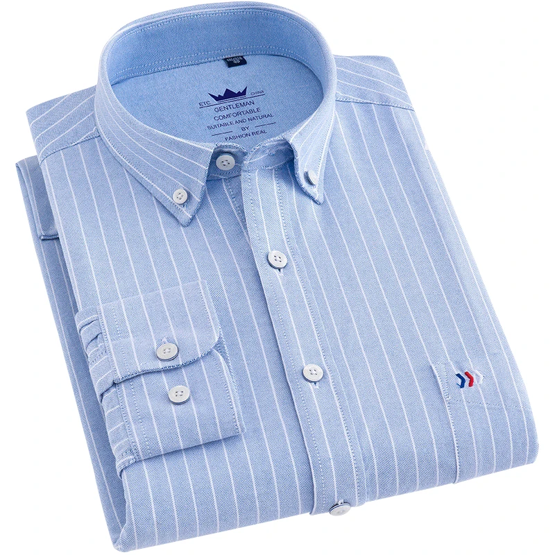 Men's Cotton Oxford Dress Shirts Plaid Striped Square Collar Fit High Quality Botton Men Clothing Long Sleeve Formal Shirt S0118 
Men's Cotton Oxford Dress Shirts Plaid Striped Square Collar Fit High Quality Botton Men Clothing Long Sleeve Formal Shirt S0118