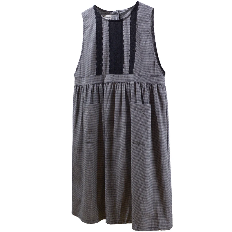 Retro Plaid Dress Women Casual Sleeveless Round Neck Double Pockets Midi Dress Zz7286
Retro Plaid Dress Women Casual Sleeveless Round Neck Double Pockets Midi Dress Zz7286