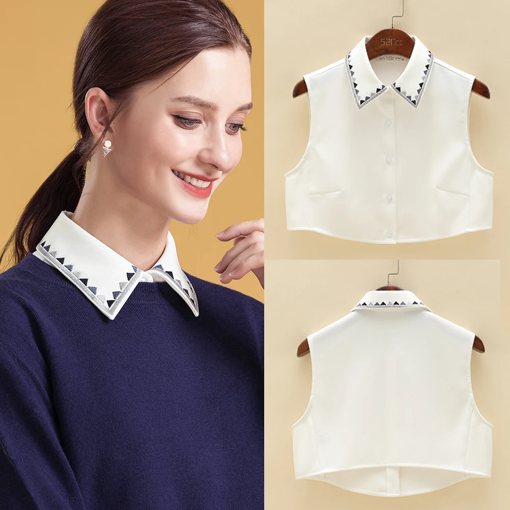

False Collars Woman White Removable Fake Shirt Collar Geometric Decorative Collared Half Shirt Acessories for Women Clothes 2021