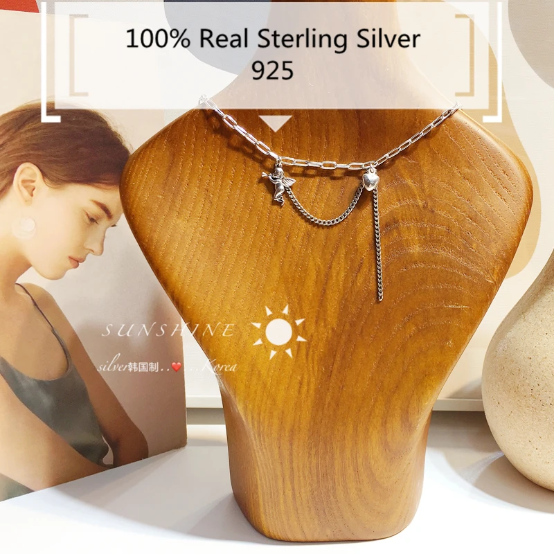Authentic 925 Sterling Silver Choker Angle Fairy Dangle Pendant Short Chains fit Women Necklaces Colgantes de Plata 925 Joyero
Authentic 925 Sterling Silver Choker Angle Fairy Dangle Pendant Short Chains fit Women Necklaces Colgantes de Plata 925 Joyero