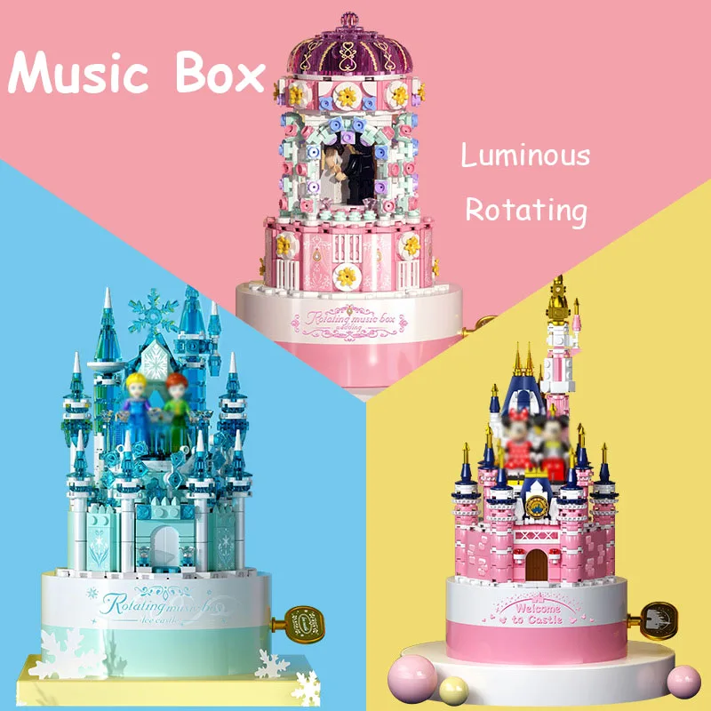 Children Cake Shop Music Box Rotating Glowing Gift Fairy Tale Castle Princess Small Particles Assembled Building Blocks Toys
Children Cake Shop Music Box Rotating Glowing Gift Fairy Tale Castle Princess Small Particles Assembled Building Blocks Toys