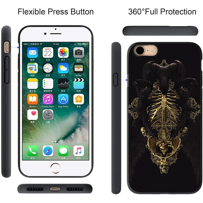 Phone Case For iphone XR X XS Max 6 6S 7 8 Plus 11 11Pro 5 skull gold Fashion New Soft Silicone Back Cover Shell Cool coque | Мобильные