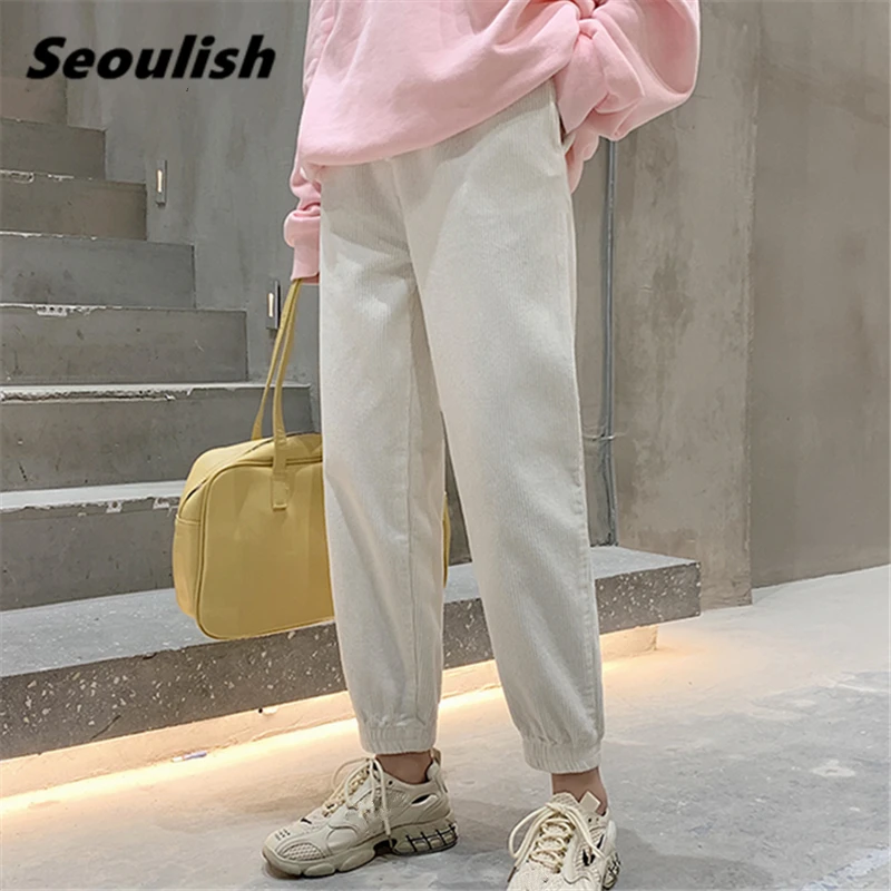 Seoulish 2021 New Autumn Winter Women's Corduroy Trousers Stylish High Waist Elastic Solid Ankle Length Lady Casual Pants Female
Seoulish 2021 New Autumn Winter Women's Corduroy Trousers Stylish High Waist Elastic Solid Ankle Length Lady Casual Pants Female