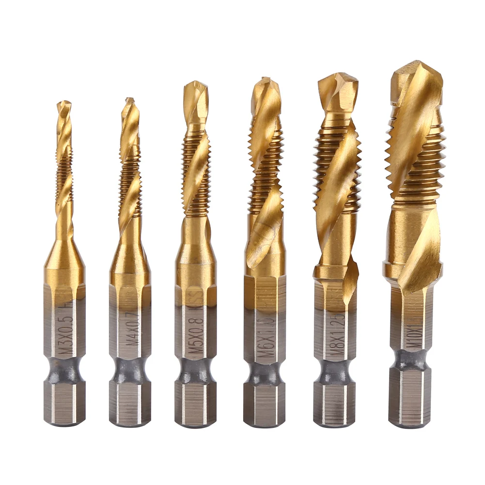 ANENG 6pcs/Set M3-M10 Metric Taps Screw Taps HSS Titanium Coated Drill Tap Bits 1/4" Hex Shank Thread Taps Spiral Screw Dril Bit
ANENG 6pcs/Set M3-M10 Metric Taps Screw Taps HSS Titanium Coated Drill Tap Bits 1/4" Hex Shank Thread Taps Spiral Screw Dril Bit