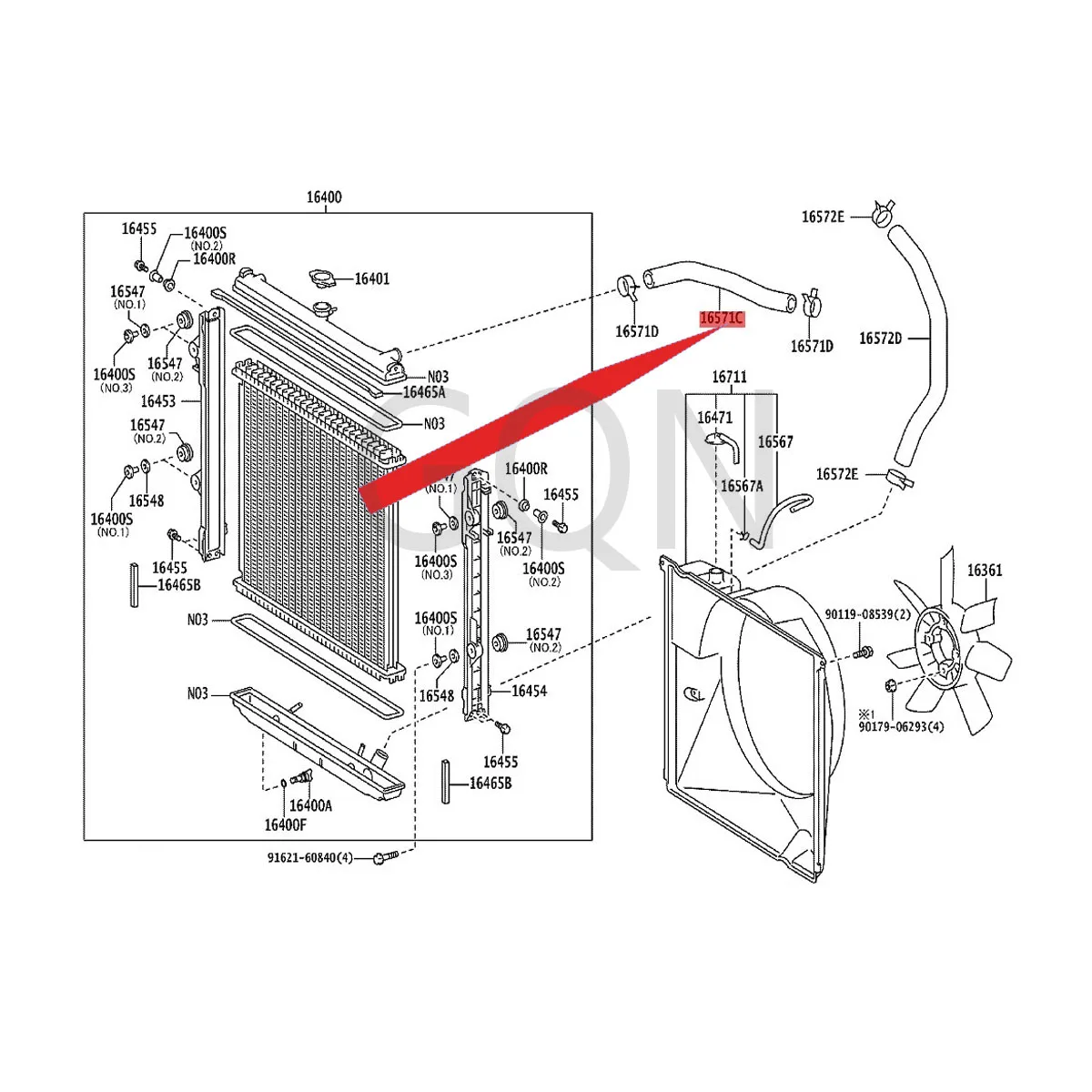 

Radiator hose 2007-Toy ota LAN DCR UIS ER water tank upper water pipe parking brake oil pipe connecting pipe oil supply pipe