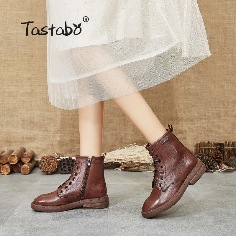 Tastabo Genuine Leather ladies ankle boots Simple style Comfortable women's boots Side zipper Martin bootsS9328 Black Brown New
Tastabo Genuine Leather ladies ankle boots Simple style Comfortable women's boots Side zipper Martin bootsS9328 Black Brown New