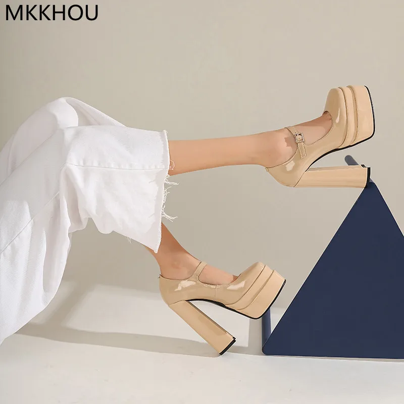 MKKHOU Fashion Pumps New Genuine Leather Net Red Platform Shoes Thick Heel 14.5cm Sexy High Heels Modern All-Match Women Shoes
MKKHOU Fashion Pumps New Genuine Leather Net Red Platform Shoes Thick Heel 14.5cm Sexy High Heels Modern All-Match Women Shoes