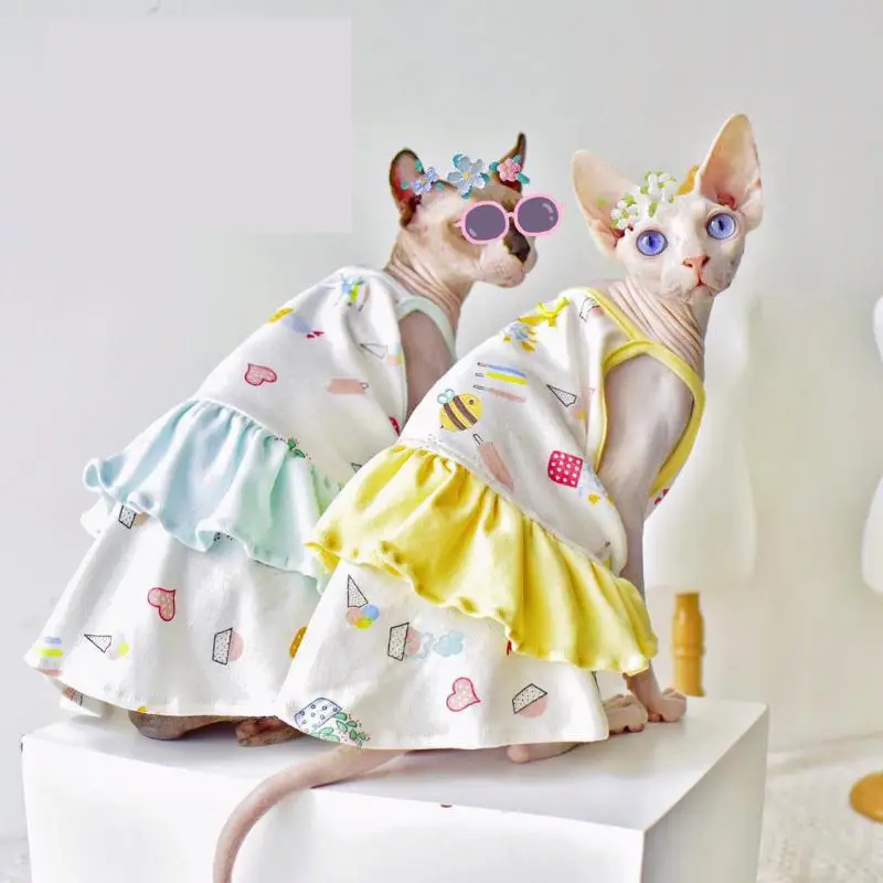 Cat Dress Flower Print Summer Cute Cartoon Wedding Dresses for Small Medium Cats Princess Skirt Sphynx Cat Clothing Misur
Cat Dress Flower Print Summer Cute Cartoon Wedding Dresses for Small Medium Cats Princess Skirt Sphynx Cat Clothing Misur