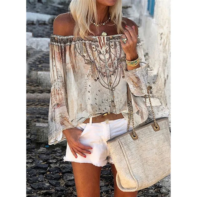 Women Blouses Off Shoulder Floral Print Blouse Shirts Elegant Sexy Lace-up Hollow Out Top Vintage Flare Sleeve Lasies Office Top
Women Blouses Off Shoulder Floral Print Blouse Shirts Elegant Sexy Lace-up Hollow Out Top Vintage Flare Sleeve Lasies Office Top