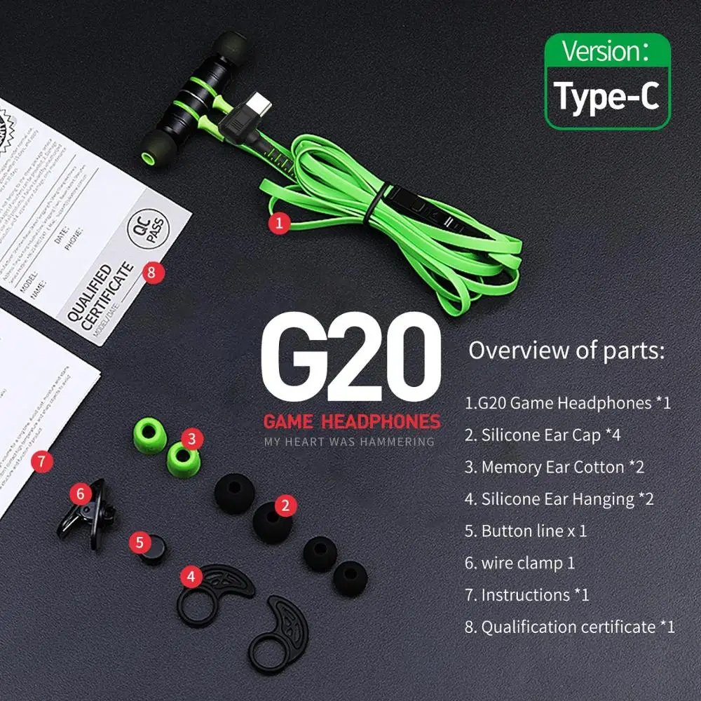 Gaming headphones TYPE C G20 hammerhead Bass earphones with mic Gaming Headset for PUBG gamer Play 2.2M wired Earphone for phone
Gaming headphones TYPE C G20 hammerhead Bass earphones with mic Gaming Headset for PUBG gamer Play 2.2M wired Earphone for phone