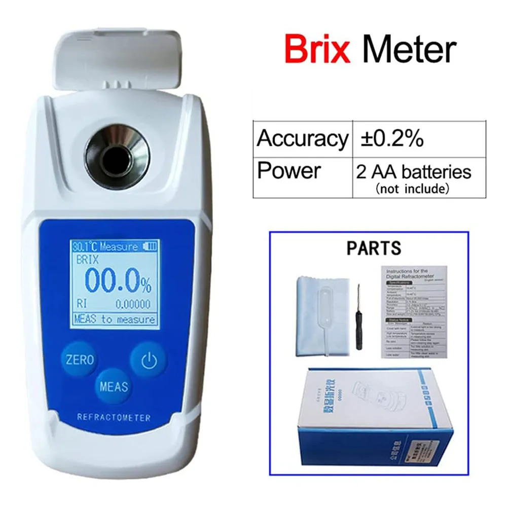 

0-32% Digital Brix Refractometer Brix Tester Meter Fruit Juice Beverage Drinks Sugar Content Measuring Instrument Suger Meter