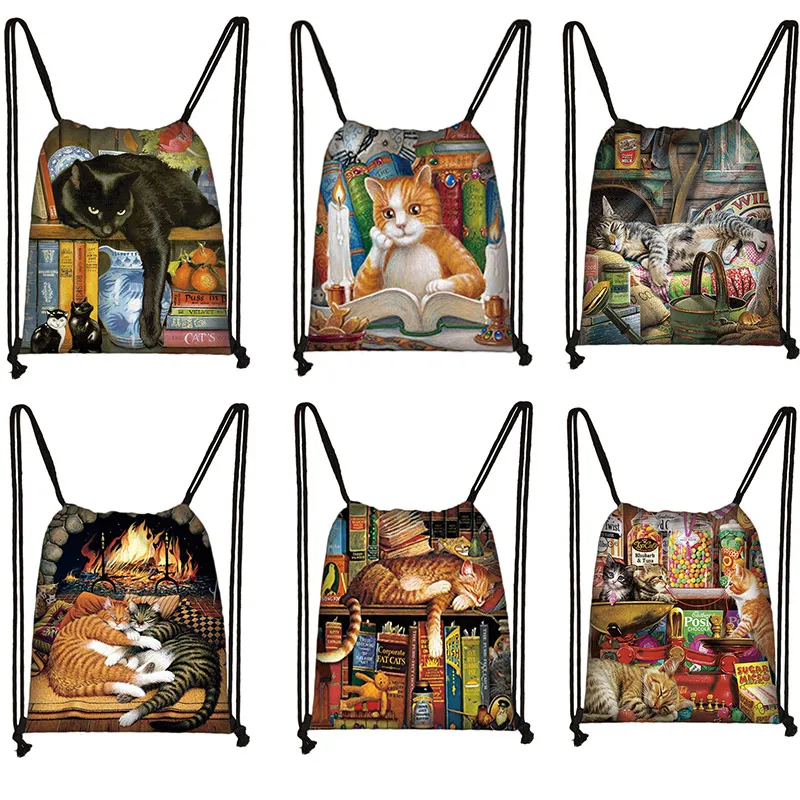 Oil Painting Cat Print Drawstring Bag Children Lightweight Backpack Women Leisure Shopping Bags Dustproof Storage Bag
Oil Painting Cat Print Drawstring Bag Children Lightweight Backpack Women Leisure Shopping Bags Dustproof Storage Bag