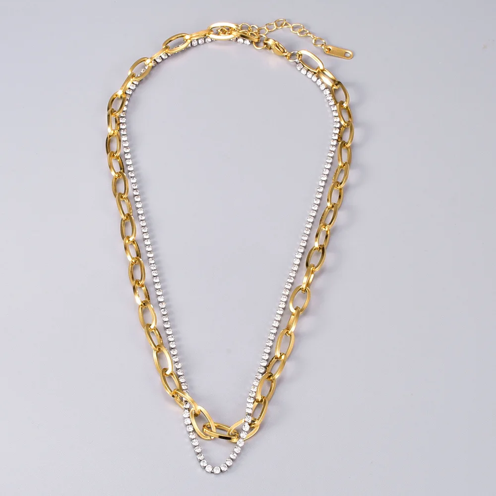

Колье-чокер цепи ювелирные изделия из нержавеющей стали с золотым покрытием КУБИНСКИЙ звено цепи ожерелья для женщин женские аксессуары