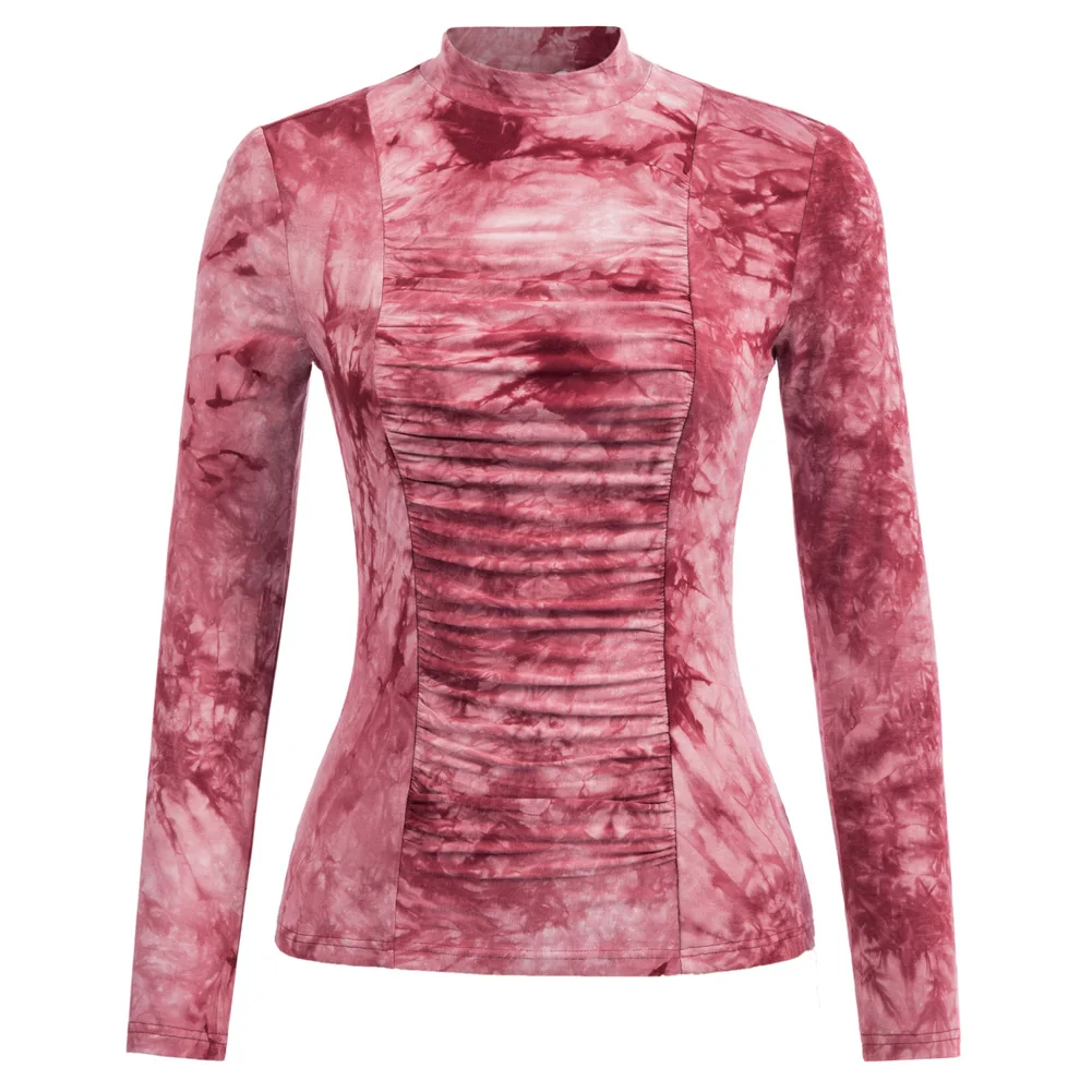 Sexy Shirts New Women Rayon Tie Dye Shirt Comfortable Stretch Slim Fit Long Sleeve High Neck Ruched Tops Female Lady Tops Blouse
Sexy Shirts New Women Rayon Tie Dye Shirt Comfortable Stretch Slim Fit Long Sleeve High Neck Ruched Tops Female Lady Tops Blouse