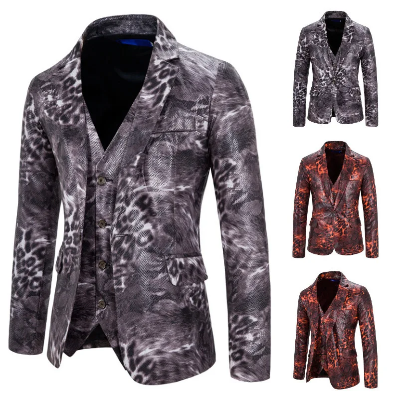 Fashion Men's Blazers Lapel Single Breasted Fashion Personality Leopard Grain Decor Party Wedding Stage Singers Male Suit
Fashion Men's Blazers Lapel Single Breasted Fashion Personality Leopard Grain Decor Party Wedding Stage Singers Male Suit