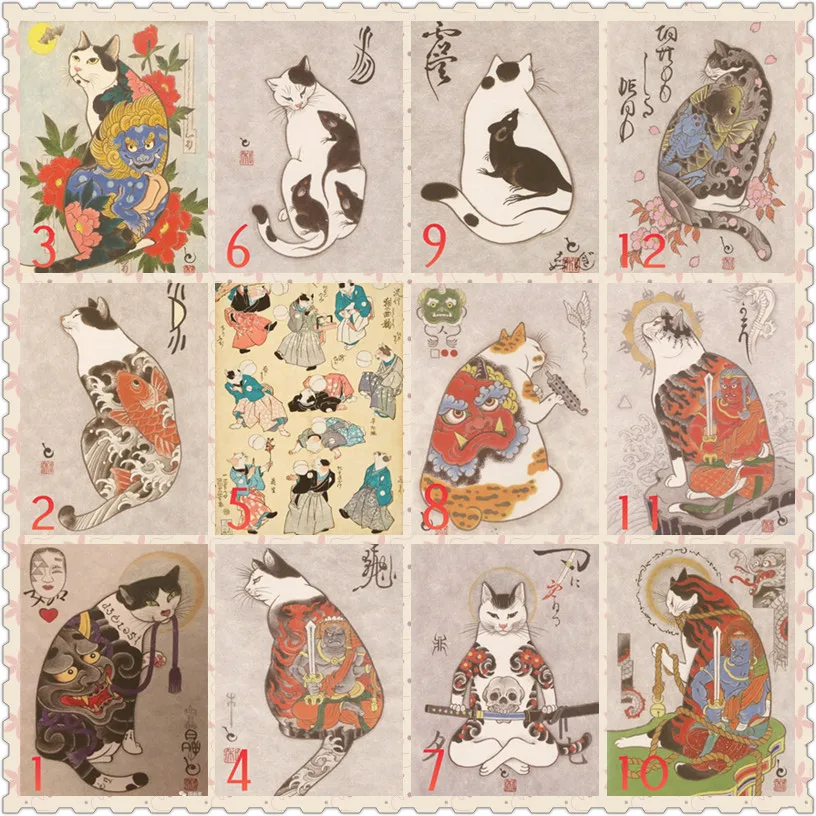 Японская кошка самурая модель WSM01 плакат по мотивам фильма искусство