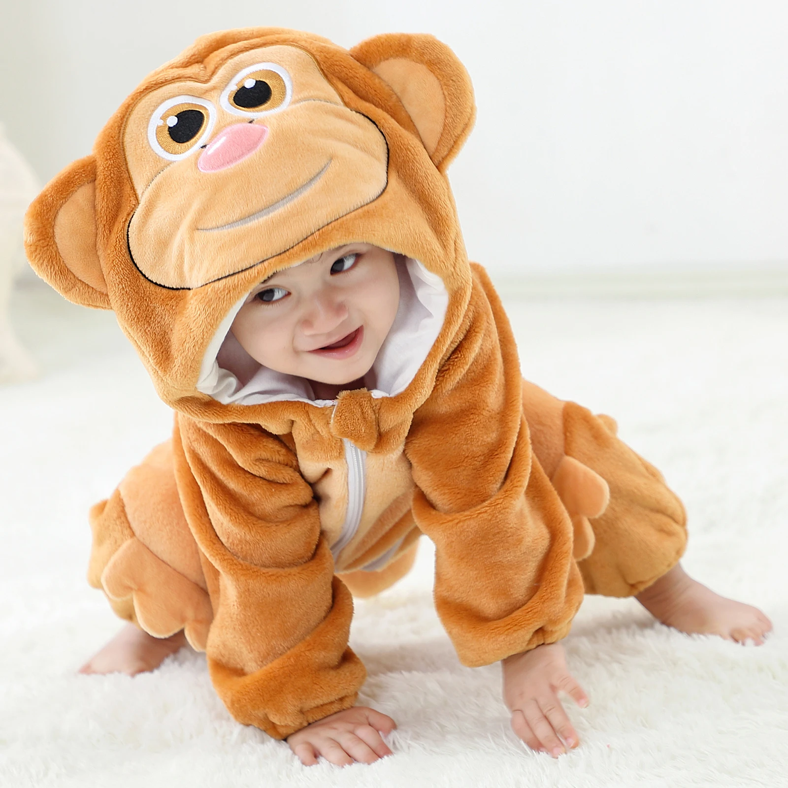 Michley Winter Hot Sale Hooded Rompers For Newborn Baby Animal Brown Monkey Flannel Christmas Jumpsuit For Kids ASF8
Michley Winter Hot Sale Hooded Rompers For Newborn Baby Animal Brown Monkey Flannel Christmas Jumpsuit For Kids ASF8