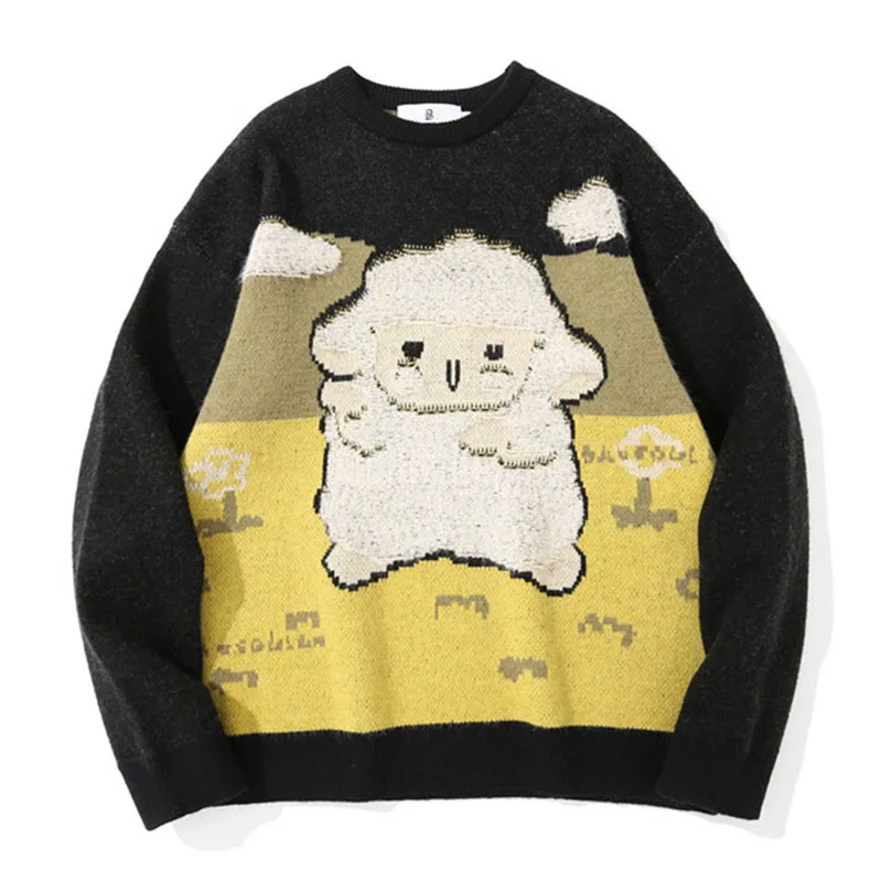 Men High Street Knitted Sweaters Cartoon Sheep Jacquard Pullover Japanese Harajuku Casual O-Neck Top Oversized Streetwear Couple
Men High Street Knitted Sweaters Cartoon Sheep Jacquard Pullover Japanese Harajuku Casual O-Neck Top Oversized Streetwear Couple