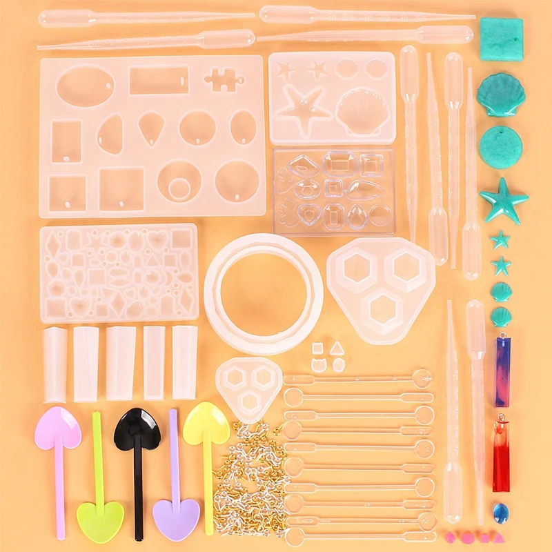 141 Pcs Jewelry Silicone Casting Mold for DIY Jewelry Craft Includes Pendant Bracelet Earring Diamond Molds
141 Pcs Jewelry Silicone Casting Mold for DIY Jewelry Craft Includes Pendant Bracelet Earring Diamond Molds