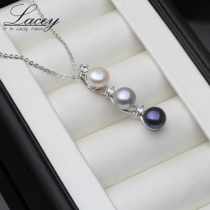 

Женское Ожерелье с кулоном из белого пресноводного жемчуга, ожерелье-цепочка из серебра 925 пробы с натуральным жемчугом, Изящные Ювелирные ...