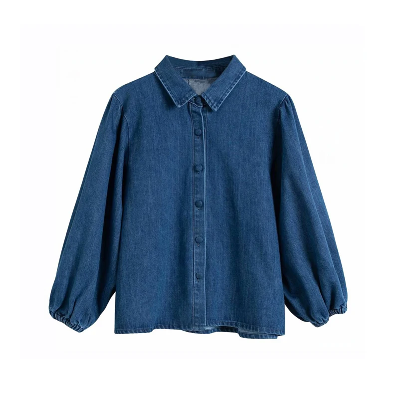 2020 Autumn Women Lantern Sleeve Denim Shirts Vintage Woman Dark Blue Denim Tops Femme Jean Shirts Blouses
2020 Autumn Women Lantern Sleeve Denim Shirts Vintage Woman Dark Blue Denim Tops Femme Jean Shirts Blouses