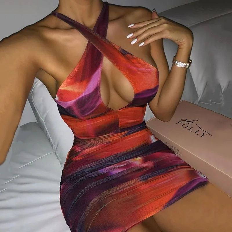 Tie Dye Print Backless Mini Dress Women 2021 Summer Sexy Hollow Out Halter Sleeveless Pleated Tight Dress Woman Party Dresses
Tie Dye Print Backless Mini Dress Women 2021 Summer Sexy Hollow Out Halter Sleeveless Pleated Tight Dress Woman Party Dresses