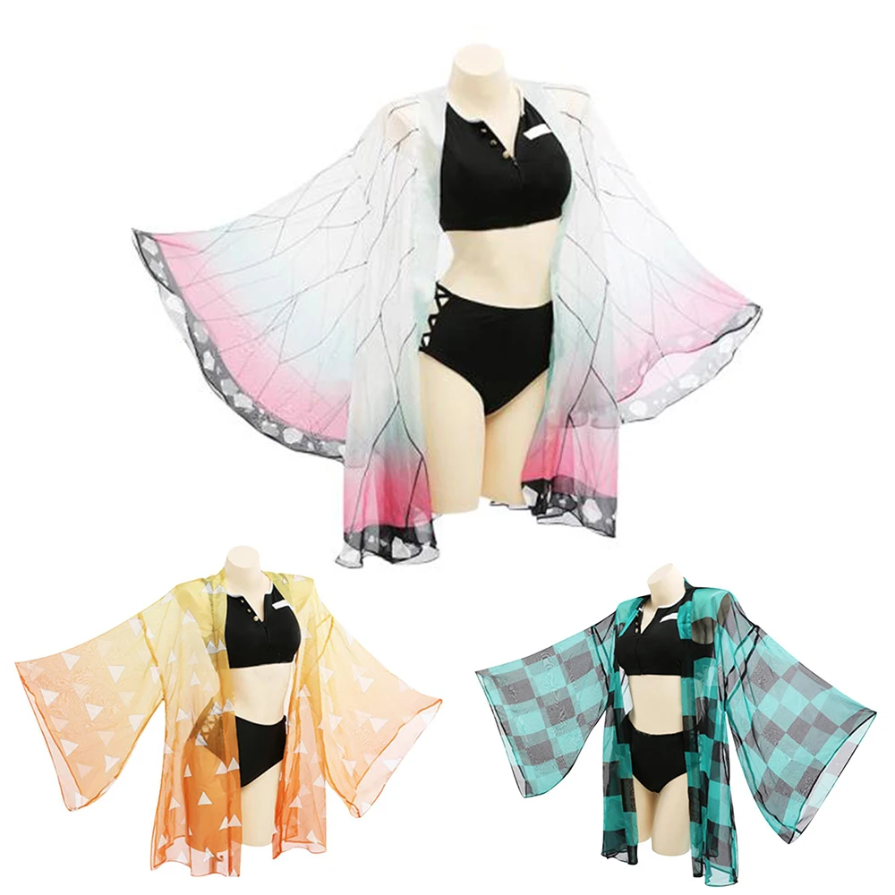 Demon Slayer Cosplay Kimetsu no Yaiba Kamado Tanjirou Cosplay Two Piece V Neck Bathing Suit Swimsuit with Sheer Kimono Cardigan
Demon Slayer Cosplay Kimetsu no Yaiba Kamado Tanjirou Cosplay Two Piece V Neck Bathing Suit Swimsuit with Sheer Kimono Cardigan