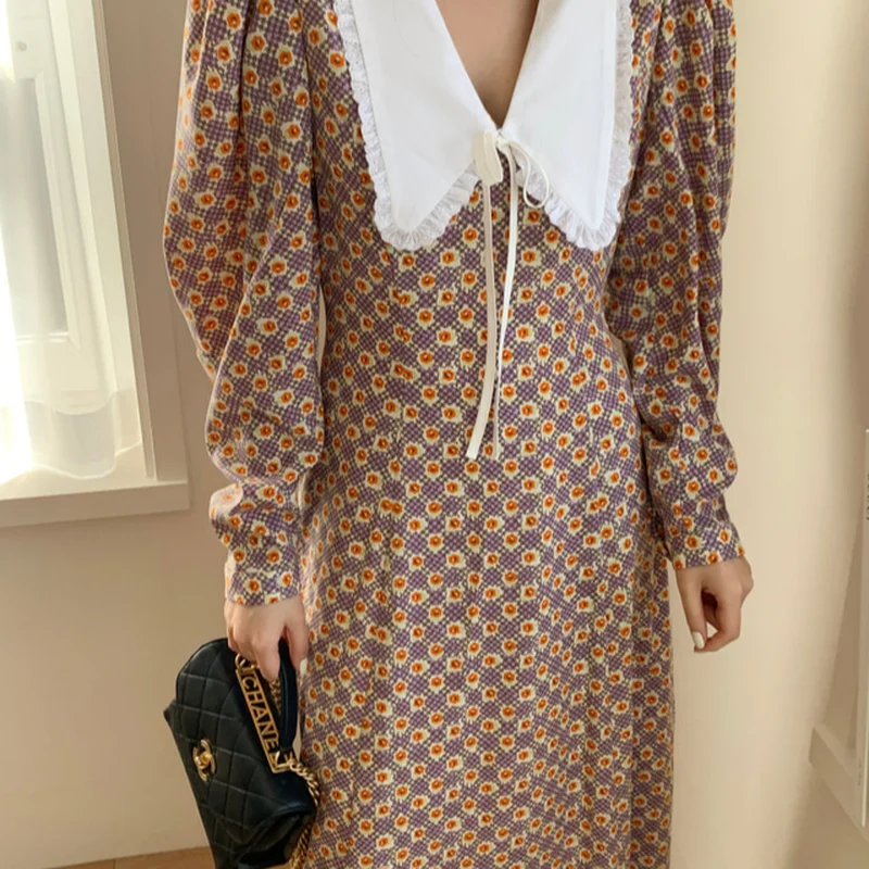 ZAWAHIKI Korean Floral Print Patchwork Contrast Color Vintage Femme Robe 2021 Spring Peter Pan Collar Elegant Women Dress
ZAWAHIKI Korean Floral Print Patchwork Contrast Color Vintage Femme Robe 2021 Spring Peter Pan Collar Elegant Women Dress