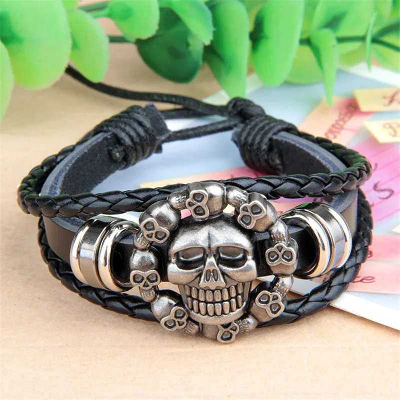 Handmade Charm Leather Bracelet Men's Skull Head Retro Multilayer Bracelet Female Jewelry 2020
Handmade Charm Leather Bracelet Men's Skull Head Retro Multilayer Bracelet Female Jewelry 2020
