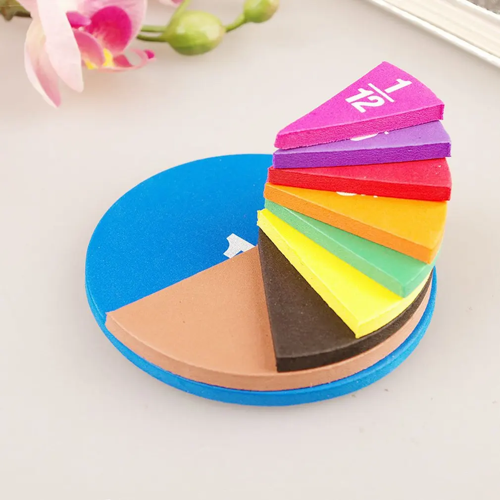 

51 Piece Circular Fractions Kids Early Education Math Toy without Magnetic
