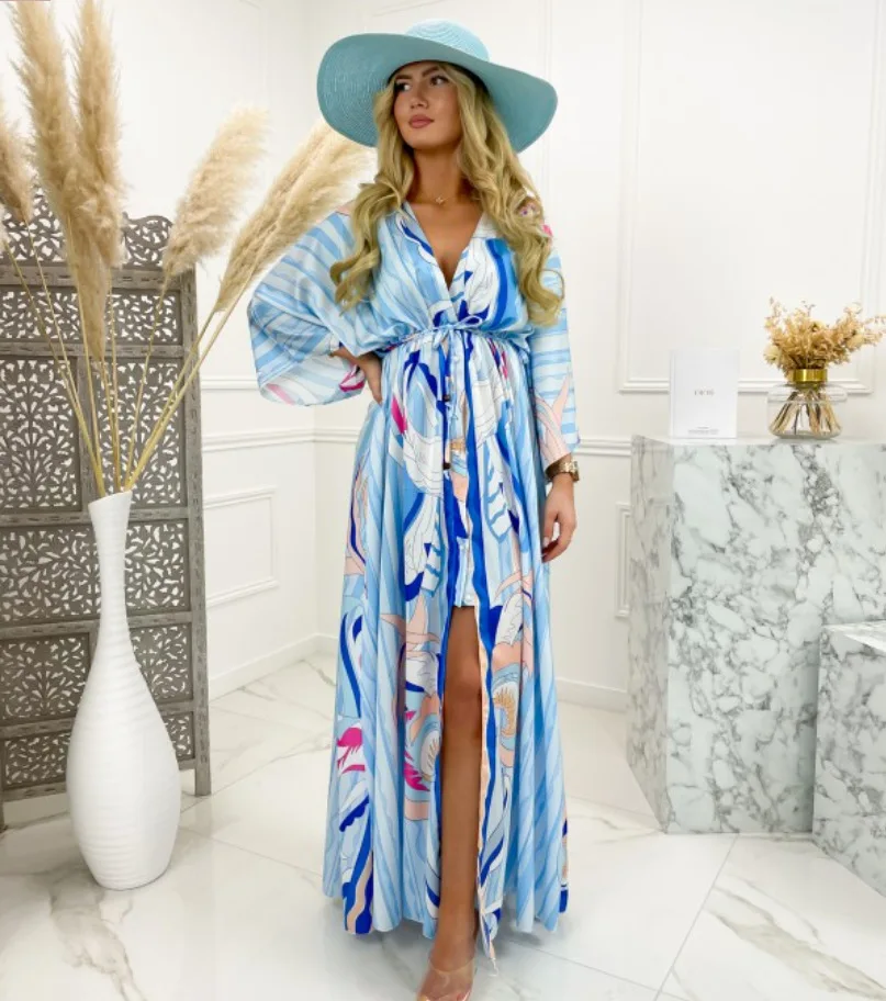 Women Dress Spring Autumn V-neck Printed Swing Long Dress Bohemian Fashion Split Pink Dresses Women Vestido Feminino Donsignet
Women Dress Spring Autumn V-neck Printed Swing Long Dress Bohemian Fashion Split Pink Dresses Women Vestido Feminino Donsignet