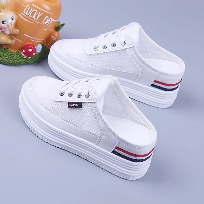 Mesh sandals for women, female half toe slippers with holes, flat bottom, with air bag Inner increase Baotou half slippers
Mesh sandals for women, female half toe slippers with holes, flat bottom, with air bag Inner increase Baotou half slippers