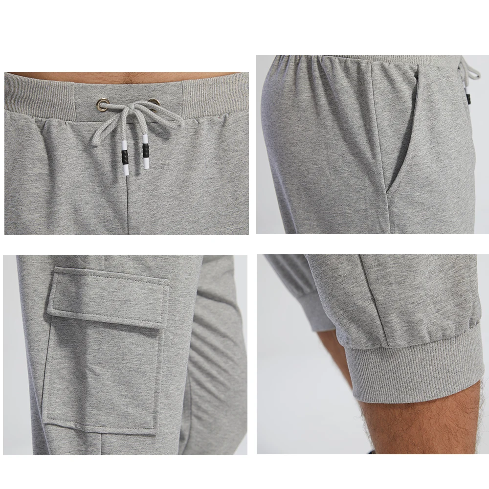 WOLFONROAD Summer Capri Hiking Shorts Men Cotton 3/4 Workout Training Slim Jogger Athletic Gym Running Yoga Fitted | Спорт и