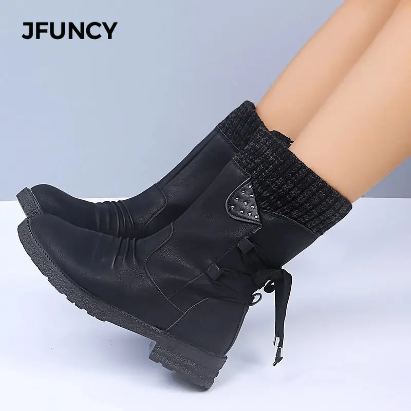 Женские сапоги до середины икры JFUNCY, Осень-зима 2021, женские уличные зимние сапоги, женская модная вязаная обувь из искусственной кожи в стил...
Женские сапоги до середины икры JFUNCY, Осень-зима 2021, женские уличные зимние сапоги, женская модная вязаная обувь из искусственной кожи в стил...