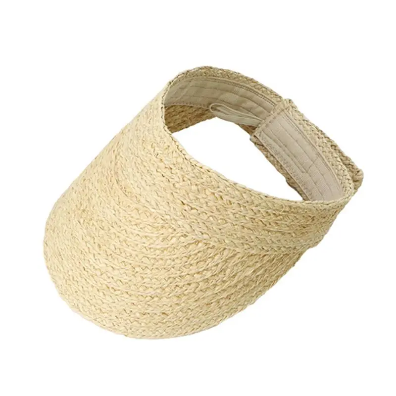 Ladies Summer Handmade Woven Raffia Straw Sun Visor Hat Empty Top Wide Brim UV Protection Adjustable Foldable Peaked Beach Cap
Ladies Summer Handmade Woven Raffia Straw Sun Visor Hat Empty Top Wide Brim UV Protection Adjustable Foldable Peaked Beach Cap