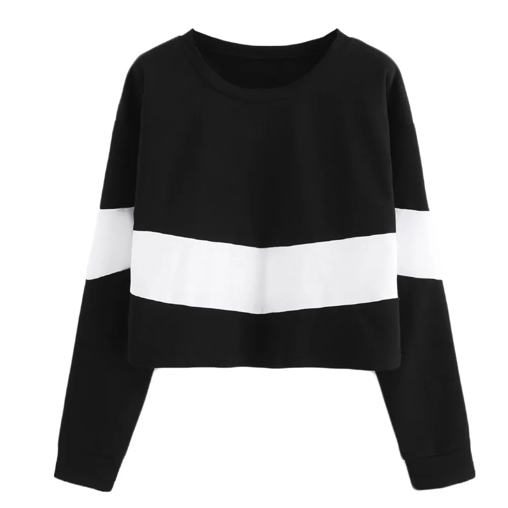 Fashion Womens Long Sleeve Splicing Round Neck Girl Sweatshirt Tops Women's Polerones Female Cloak L30810 | Женская одежда