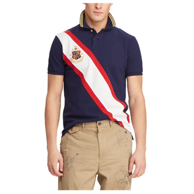 New Mens Summer Polo Shirt Casual Stitching Hit Color Polo Shirt Men Fashion Big Horse Embroidery Short Sleeve Mens Shirt Polos
New Mens Summer Polo Shirt Casual Stitching Hit Color Polo Shirt Men Fashion Big Horse Embroidery Short Sleeve Mens Shirt Polos