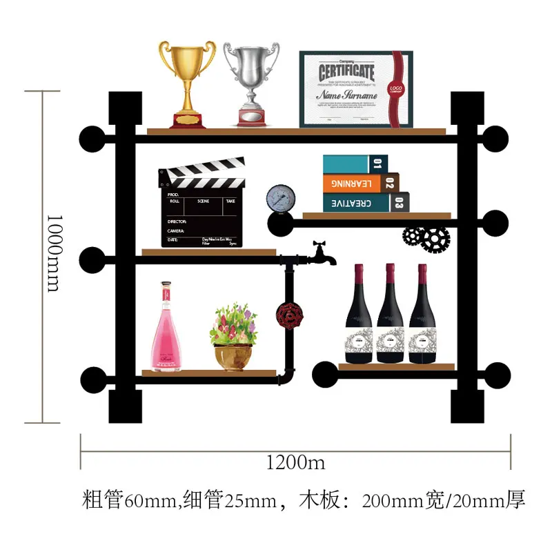 High Quality Retro Design Vintage Wine Rack Wooden Bar Kitchen Wine Storage Shelf Holder Made Of Iron Pipes Boards Hot Sales
High Quality Retro Design Vintage Wine Rack Wooden Bar Kitchen Wine Storage Shelf Holder Made Of Iron Pipes Boards Hot Sales