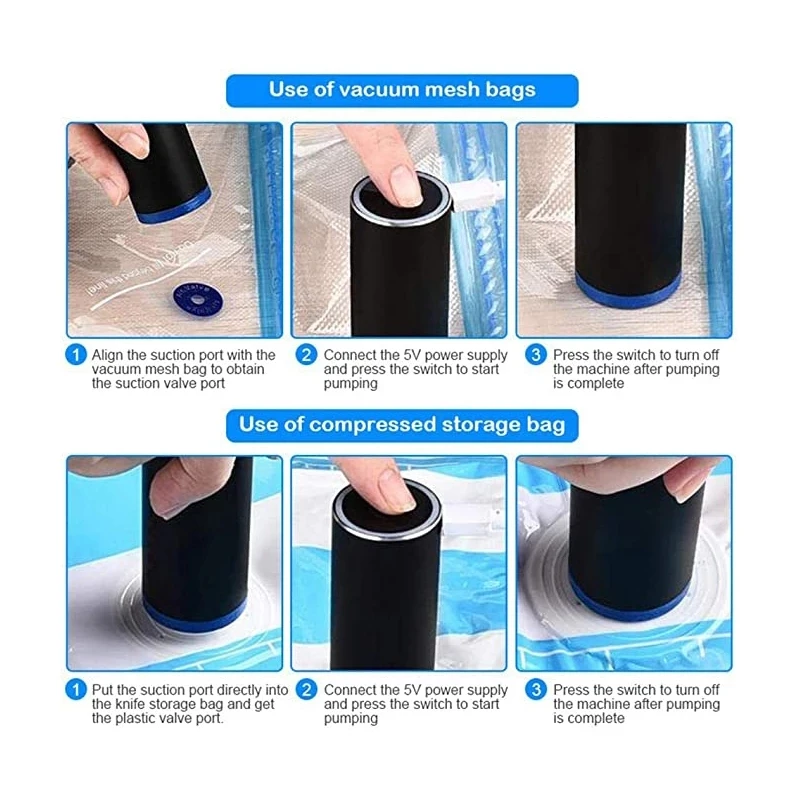 Electric Air Vacuum Machine Inflator Compressor Pump for Clothes Food Compression Pack Space Saver Vacuum Pump with Storage Bag
Electric Air Vacuum Machine Inflator Compressor Pump for Clothes Food Compression Pack Space Saver Vacuum Pump with Storage Bag