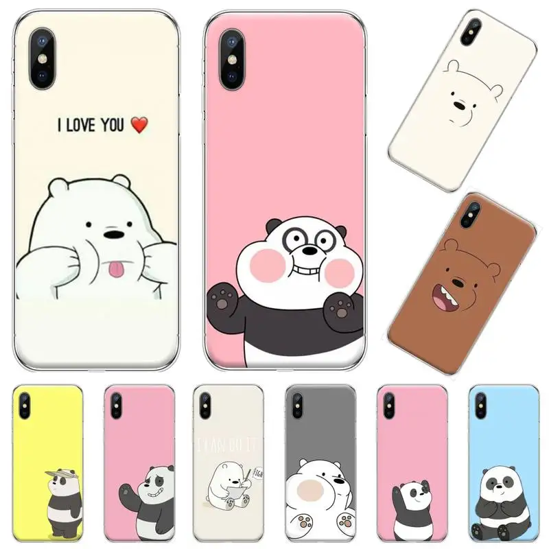 Милый медведь панда мультфильм Роскошный чехол для телефона iphone 12 5 5s 5c se 6 6s 7 8 plus x