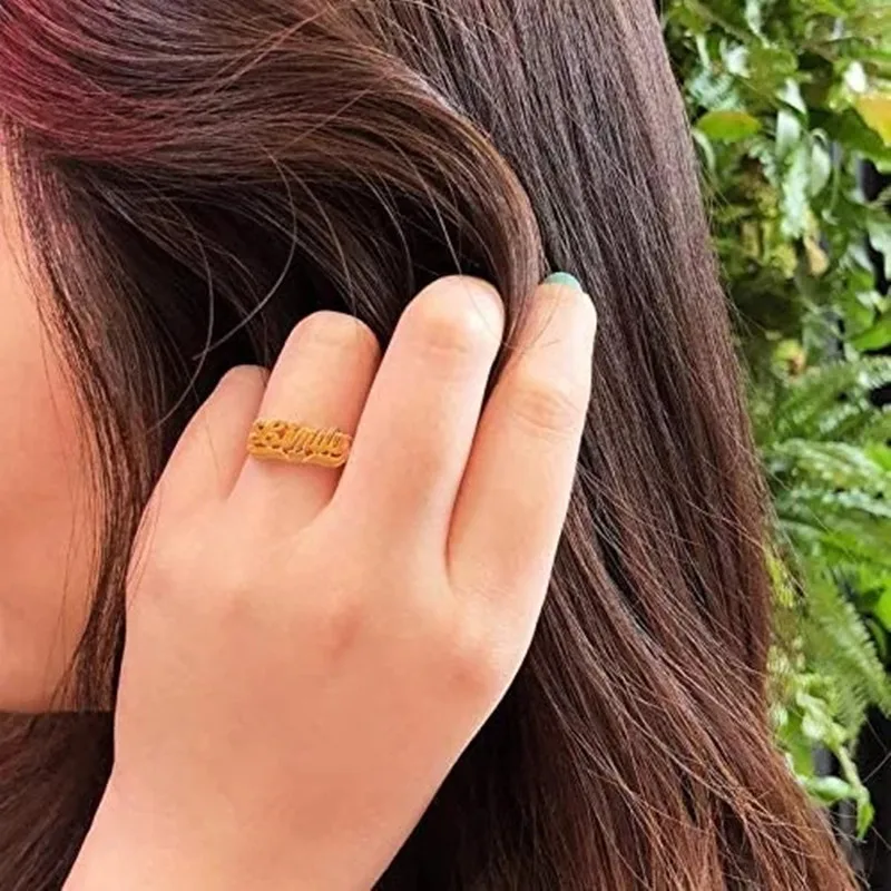 Personalized Name Ring Unisex Custom Letter Initial Ring with Heart Gold-Plated Copper Nameplate Ring for Women Girls
Personalized Name Ring Unisex Custom Letter Initial Ring with Heart Gold-Plated Copper Nameplate Ring for Women Girls