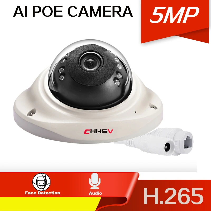 5MP IP POE CCTV Dome Security Camera Outdoor Waterproof Face Detection Smart Audio Mini Video Surveillance Camera System
5MP IP POE CCTV Dome Security Camera Outdoor Waterproof Face Detection Smart Audio Mini Video Surveillance Camera System